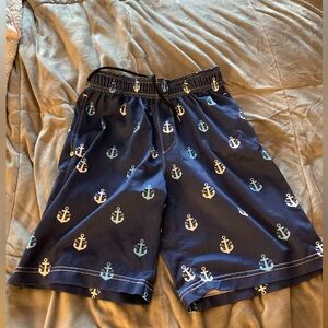 Lacrosse Unlimited- “Nautical Anchor” Print Lacrosse Shorts, Navy, Size YL